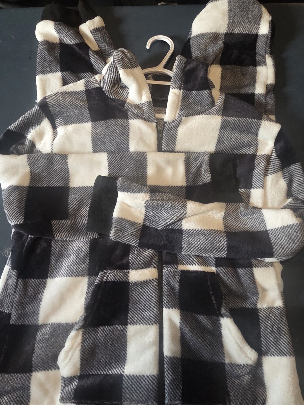 Black and White Plaid Fleece Onesie
